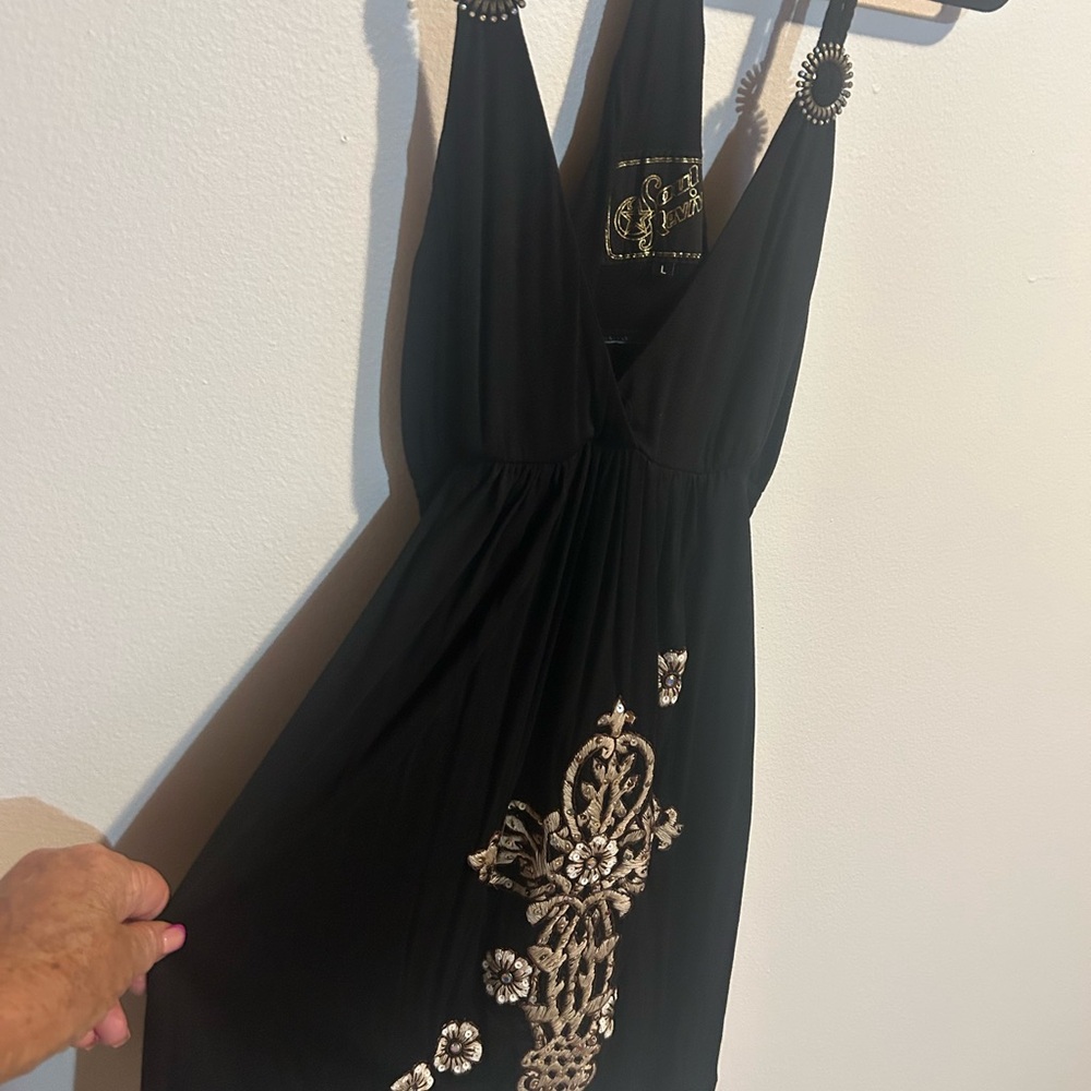Soul Revival Black and Gold Halter long top rope like halter straps.